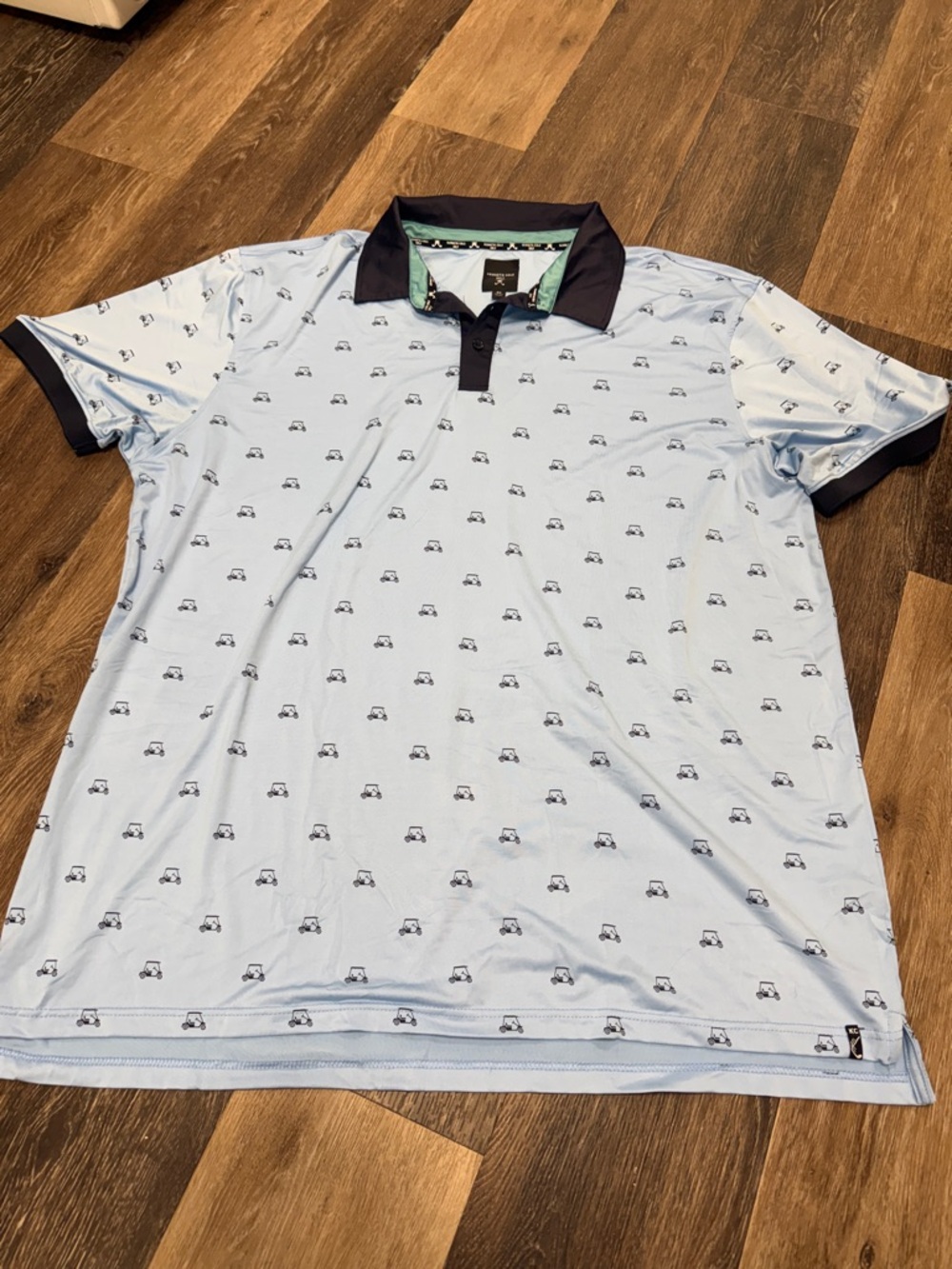 Kenneth Cole Light Blue Polo with Navy Collar and Sleeve Trim